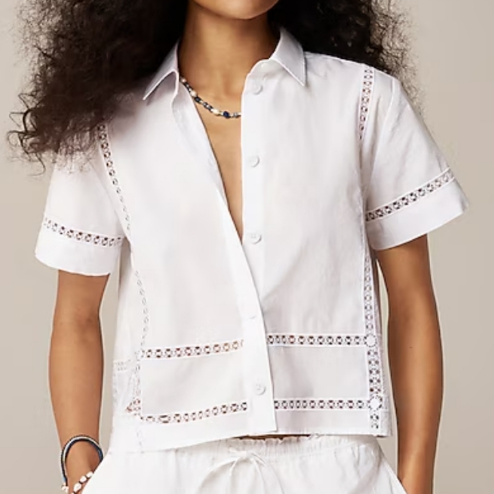 NWT J. Crew Gamine eyelet-trim shirt